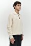 Vander Button Detail Ecru Men's Knitwear Sweater - 3