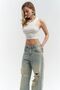Oldwin Dirty Gray Vintage Print Detail Jeans Pants - 2