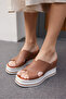 Evelin Women's Brown Real Leather Wedding Heel Slippers - 2