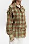 Loma Washed Oversize Unisex Plaid Brown Shirt - 3