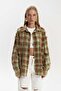 Loma Washed Oversize Unisex Plaid Brown Shirt - 2