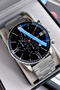 Original Special Boxed Cutting Glass Men's Wristwatch Silver Color Steel Band Hme2065C3 - 2
