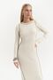 Aston Stripe Detail Beige Knitwear Dress - 6