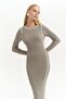 Aston Stripe Detail Gray Knitwear Dress