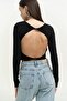 Mita Back Low-cut Black Blouse