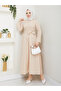Women's Standard Collar Buttoned Fixed Belted Loose Sleeve Hijab Dress - 2