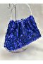 Purple Blue Sequin Portfolio Evening Dress Handbag - 4