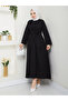 Women's Standard Collar Buttoned Fixed Belted Loose Sleeve Hijab Dress - 2