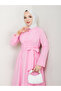 Women's Standard Collar Buttoned Fixed Belted Loose Sleeve Hijab Dress - 5