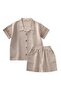 Embroidered Sleeves Shirt Shorts Linen Set 2-7 Years Natural - 2
