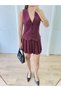 Dressify Women’S Fashion Team Look Vest Set Mini Dress - Burgundy - 2