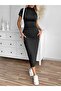Women's Semi-Turtleneck Slit Diver Midi Dress