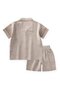 Embroidered Sleeves Shirt Shorts Linen Set 2-7 Years Natural - 3