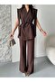 Tie-Detail Double Belted Blazer Vest Trousers Set - 5