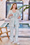 25631 Women's Water Green Plaid Pattern Dressing Gown 3-Piece Maternity Pajama Set