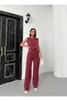 Women's Luxury Imported Fabric Crew Neck Blouse Pants Two Piece Set - 3