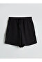 Xside Black Elastic Waist Textured Women Shorts