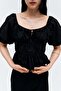Puff-sleeved poplin blouse