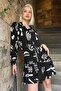 White Print Short Women's Dress Mg2429 - 2