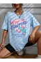 Love Yourself Printed Baby Blue Oversize T-shirt Casual Boyfirend - 4