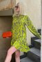 Oil Green Print Short Women Dress Mg2429 - 3