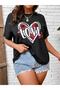 تي شيرت أسود كبير الحجم مطبوع عليه Love