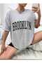 Women's Brooklyn Printed Oversize Casual White T-shirt Unisex Boyfirend - 3