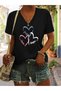 Women's Printed Women's Oversize V-Neck T-Shirt Casual