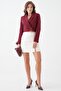 Burgundy Double Breasted Crop Blazer Jacket - 2