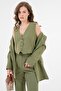 Khaki Blazer Jacket-Pants Woven Bottom-Top Set - 6