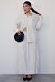 Ecru Striped Linen Skirt Shirt Set Mg2447 - 8