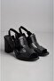 Seç 1155 Genuine Leather Heel Sandals (Heel Height: 8 cm) Black