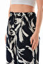 Leaf Patterned Palazzo Trousers with Elastic Waist - 7