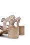 Women's Genuine Leather Beige Heeled Sandals - 5