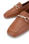 Women's Genuine Leather Tan Leather Loafer Shoes - 3