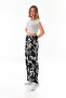 Leaf Patterned Palazzo Trousers with Elastic Waist - 5