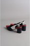 Seç 813 Women's Shoes with Genuine Leather Heels (Heel: 7.5 cm) White-Red-Dark Blue - 6