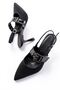 Inf-260 Black Glitter Daily Open Back Helmet Buckle Heeled Shoes - 3