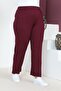 Women's Large Size Comfort Model Elastic Waist Pocket Lycra and Comfortable Fit Wide Leg Pants - 5