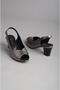 Seç 0318 Genuine Leather Heel Sandals (7cm) Platinum - 8