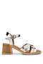 Women's Genuine Leather Yellow Heeled Sandals