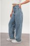 Summer Snowshoeing Baggy Denim Pants Super High Waist Buckle Detail Wide Leg Summer Pants - 4