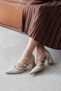 Stana Women's Crinkle Leather Heeled Shoes Beige