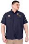 Mode XL Large Size Men's Shirt Double Pocket Flap Gabardine U25601 Navy Blue