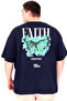 Mode XL Large Size Men's T-Shirt Crew Neck Faith U25030 Navy Blue - 2