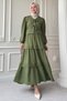 Crepe Khaki Suit with Ribbon Lace Detail Skirt