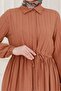 Shirt Collar Waist Tunneled Sare Dress-Tile - 4