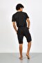 Men's Cotton Lacoste Bottom Top Capri Pajama Suit Black 6872 - 3