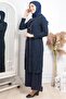 Stone Embroidery Detailed Evening Dress Navy Blue Tbsmda2315 - 3