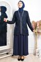 فستان سهرة مطرز بالحجر أزرق كحلي TBSMDA2309 - 4